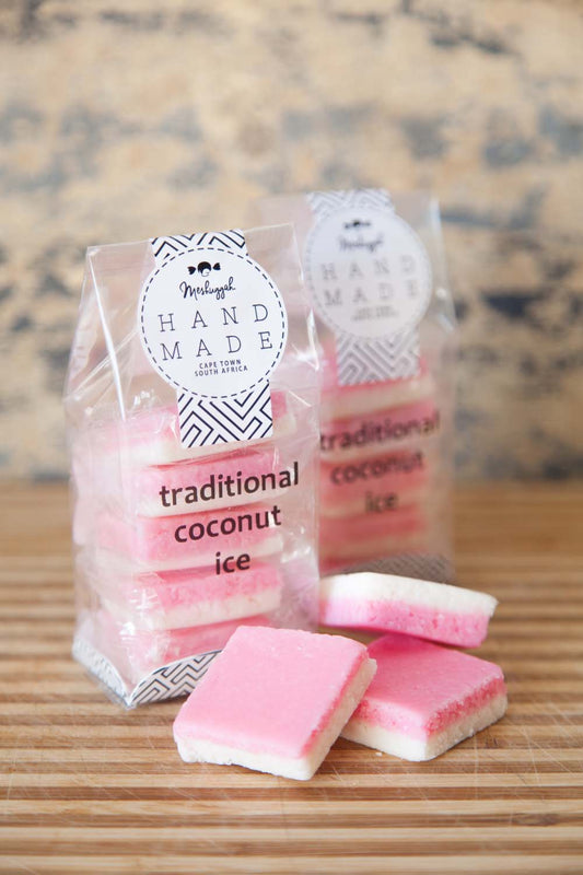 Coconut Ice Squares - In Traditional Strawberry And Vanilla (Pink And White: 40X40X10mm)