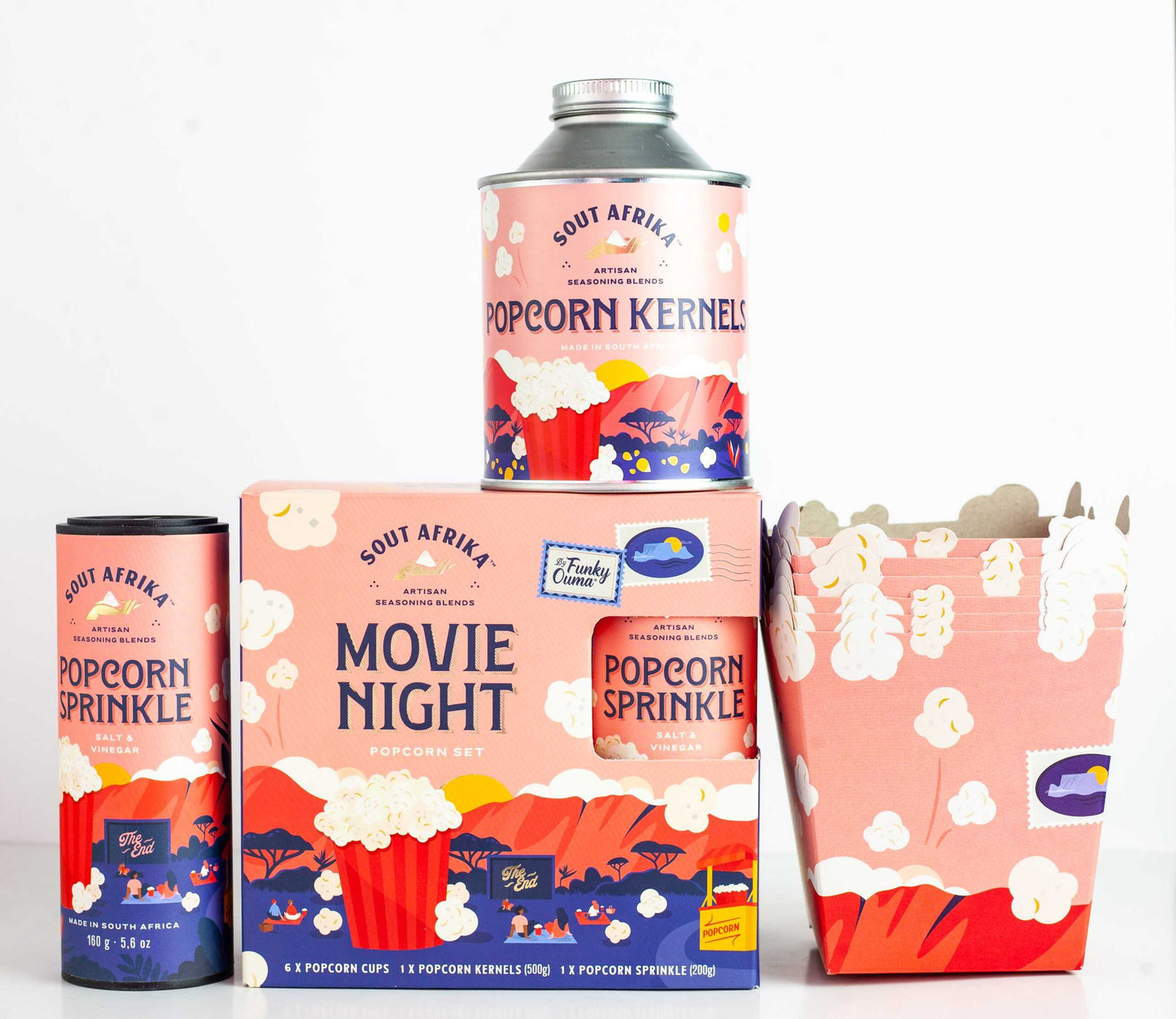 Sout Afrika Movie Night Gift Box (Popcorn Sprinkle, Kernels And Popcorn Boxes)
