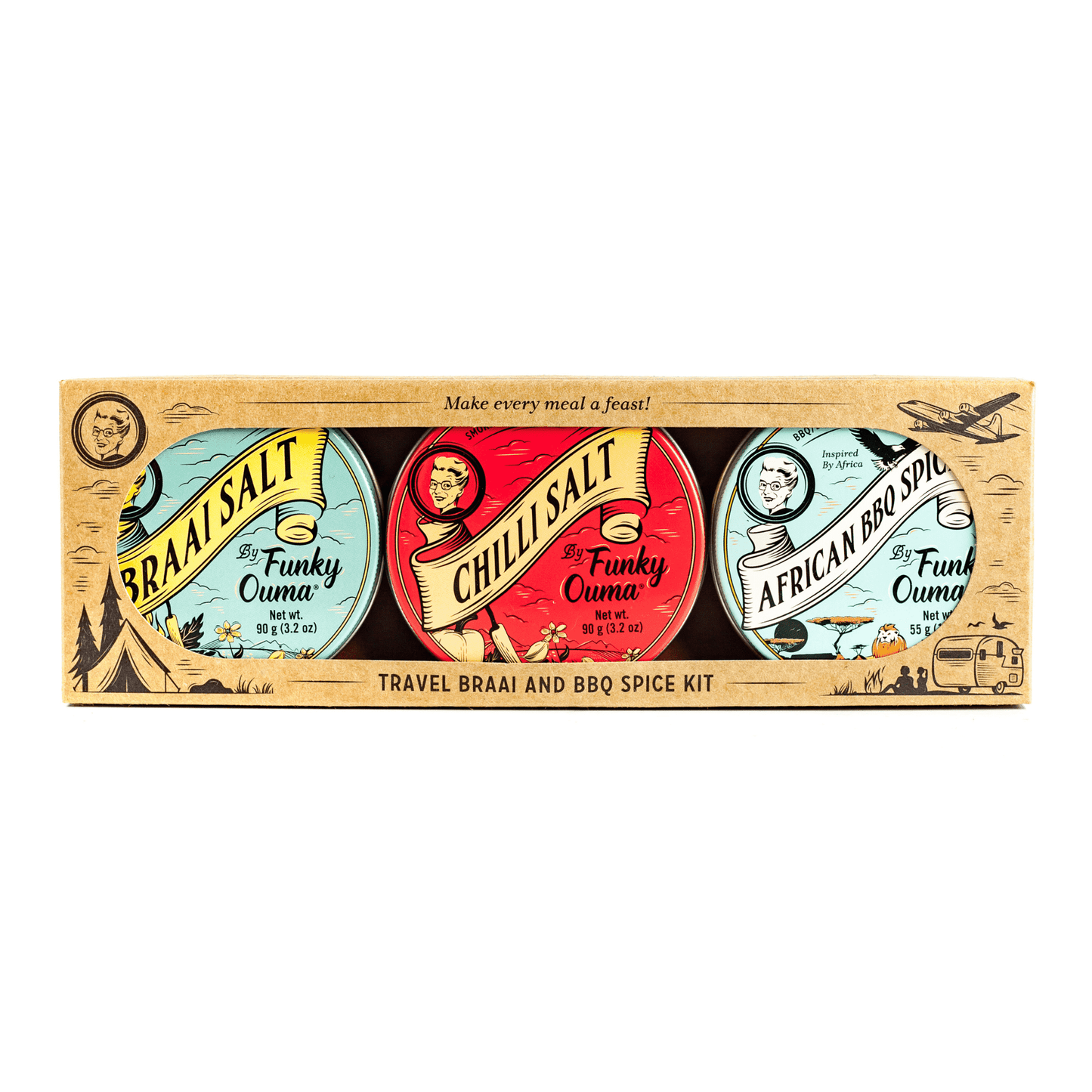 Travel Trio Trio: Braai/BBQ Salt, Chilli Salt, African BBQ Spice